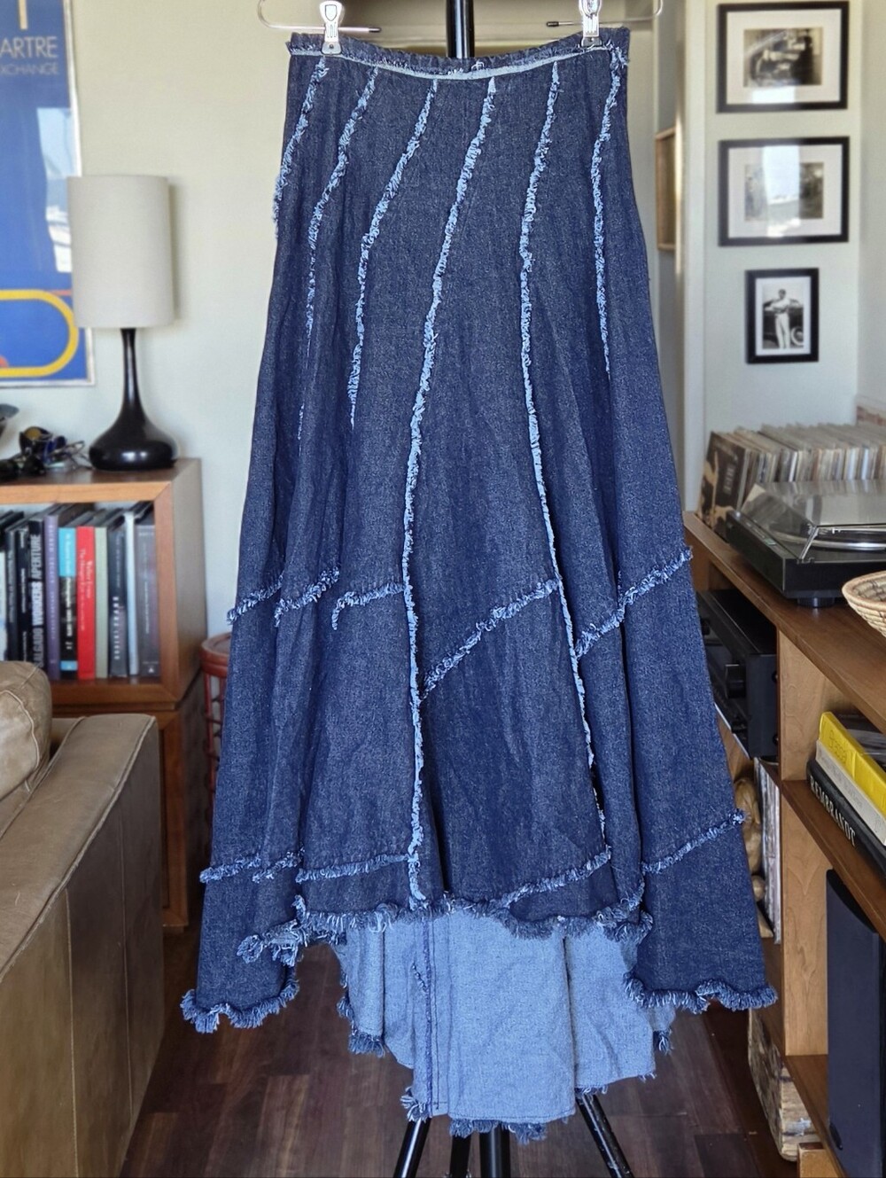 Free People FP One Safia Denim Maxi Skirt - Dark Blue
